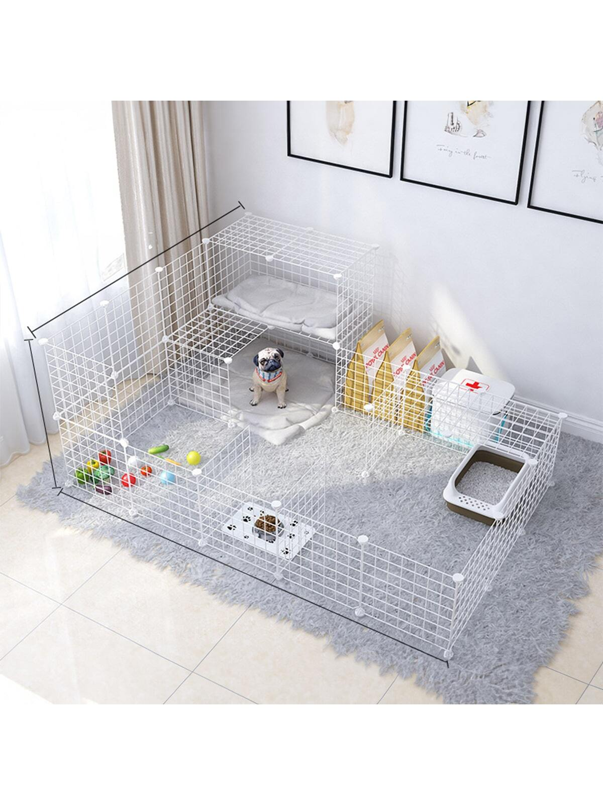 Valla blanca para mascotas, malla de hierro DIY, se puede combinar libremente, jaula para gatos, jaula para perros, jaula para hámster, jaula para conejos