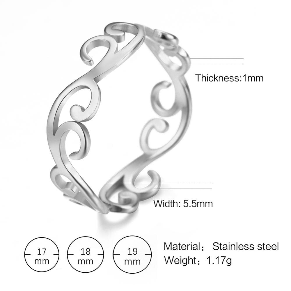 Skyrim Retro Filigree Stainless Steel Ring Cutout Gold Color Finger Rings Jewelry Wedding for Women Friend: 6 / Red