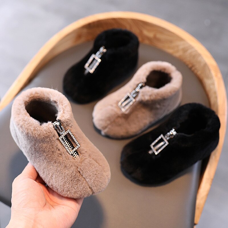 Cuzullaa freundlicher herbst Winter einfarbige fellstiefeletten schuhe für babys und mädchen größe 21-30