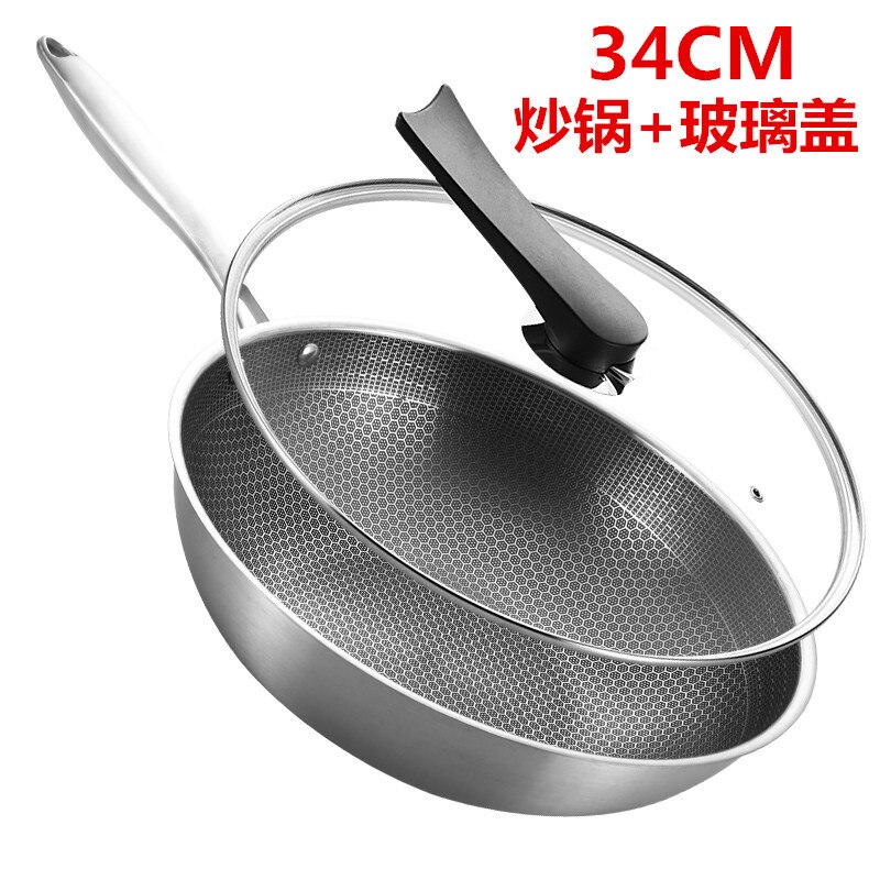 Honingraat Textuur Rvs Wok, Gelijkmatig Verwarmd, Ongecoat Non-stick Pan, Geen Kachel, inductie Fornuis Pan