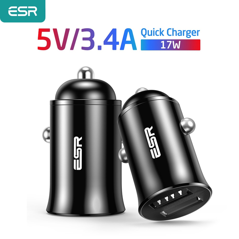 Esr dubbele usb autolader 17w snel opladen autolader autolader voor iphone samsung 5v/3.4a usb autolader telefoonlader