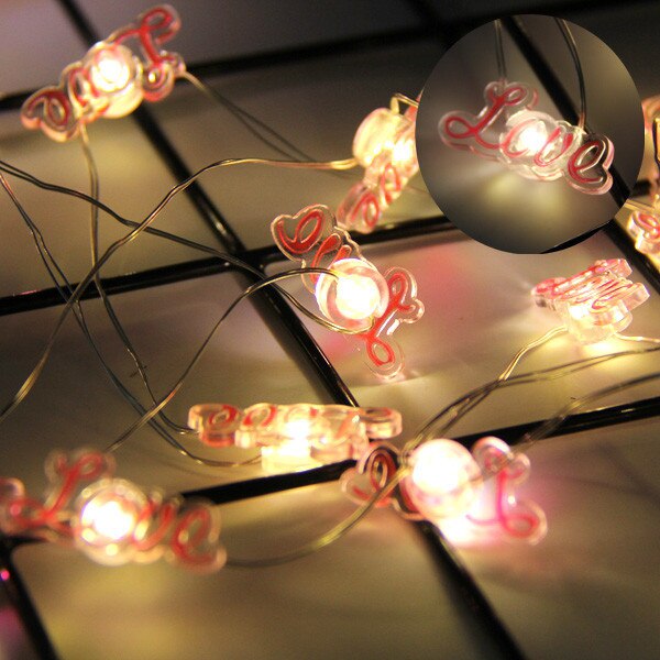 2m mini-led-lampor flamingo/enhörning/ananas ljus för sommaren hawaian fest stjärnljus girland bröllopsfest dekoration tillbehör: Kärlek