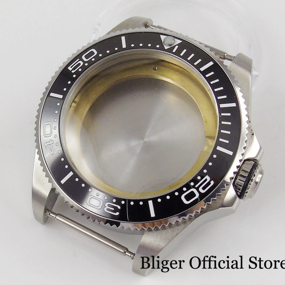 Fit NH35 Automatic Men Watch Case 43mm Sapphire Glass Solid Backcover Rotating Bezel: A