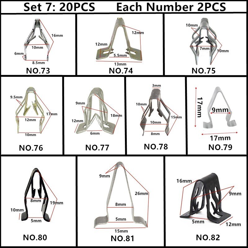 For Toyota Tundra Solara Scion Car Bumper Fender Wheel Arch Door Panel Trim Roof Cover Trunk Strip Snap Rivet Fastener Clips Kit: 20PCS Mixed Set 7