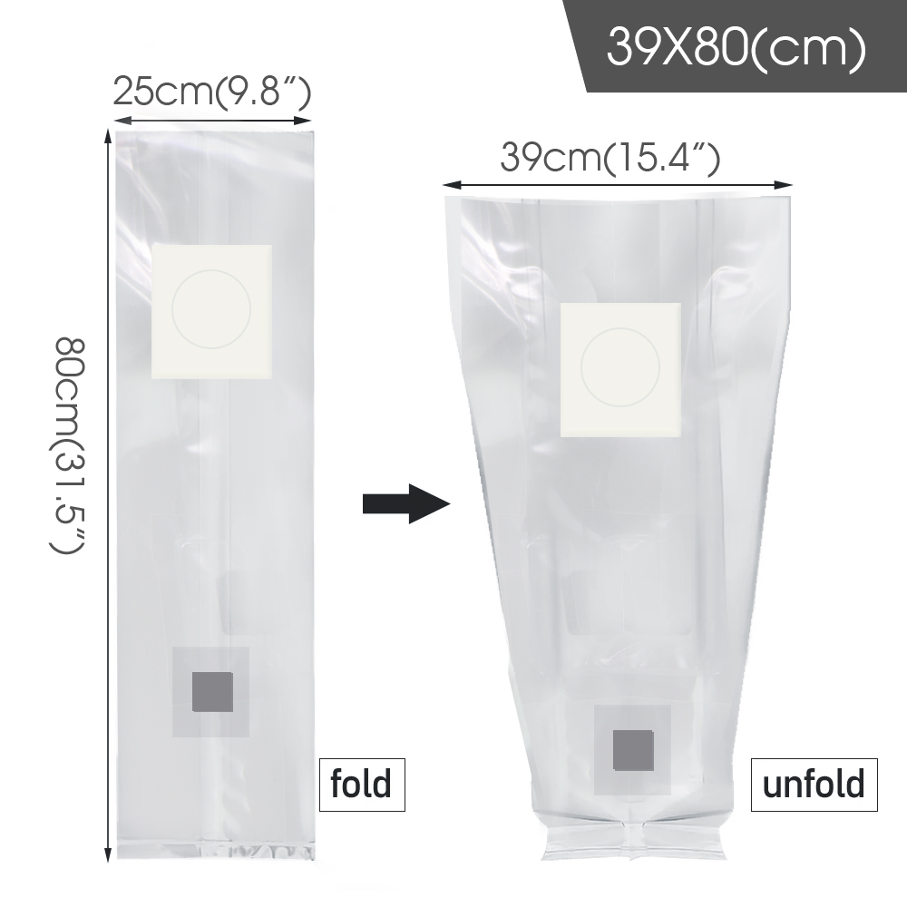 PP 6 Mil Sterilized Hydrated Grain Bag w/Self-Healing Injection Port 0.2μm Filter Patch Autoclaving Substrate Mushroom Spawn Bag