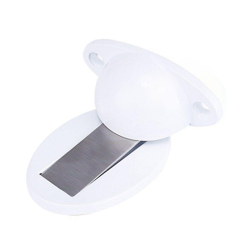 Powerful Magnetic Door Stopper Doorstop Wall Floor Mount Stainless Steel Safety Door Holder Stopper Home Hardware: circular 6 white
