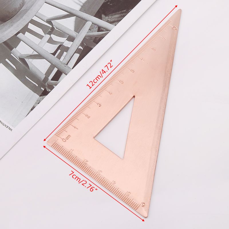 Retro Copper Triangle Ruler Right Angle Drawing Measurement Math Geometry Tool Stationery For Students