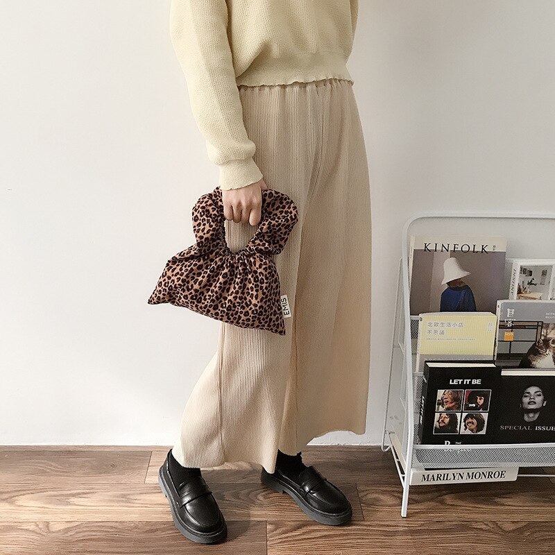 Lotus Leisure Hand Tas Luipaard Print Vrouwelijke Tas Japan En Korea Chic Canvas Tas Kleine Tas