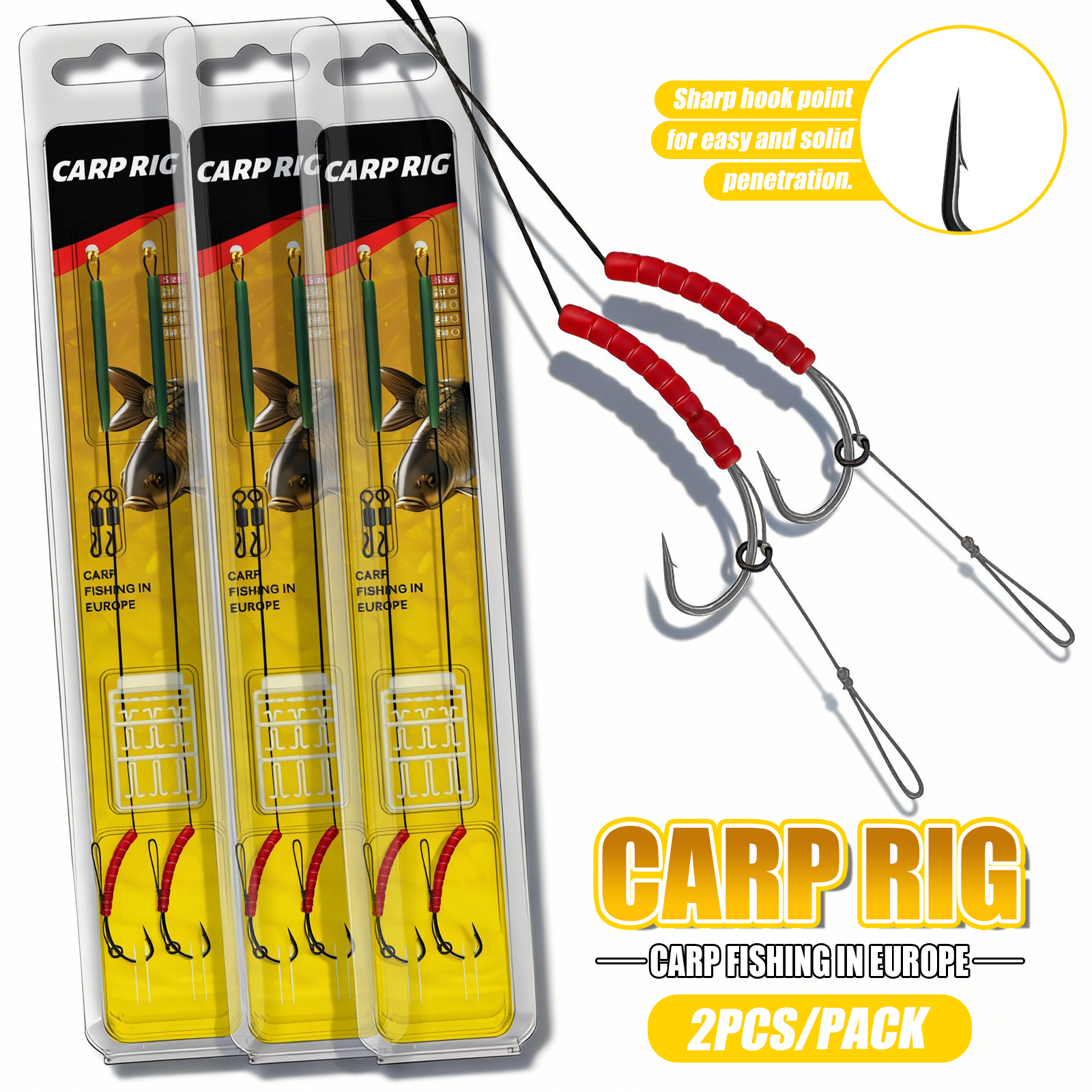 Complete Carp Fishing Rig Set – Blowback Rig, Bloodworm Hook Aligner, QC Swivels, Stripping Line, and Line Stopper for Secure an