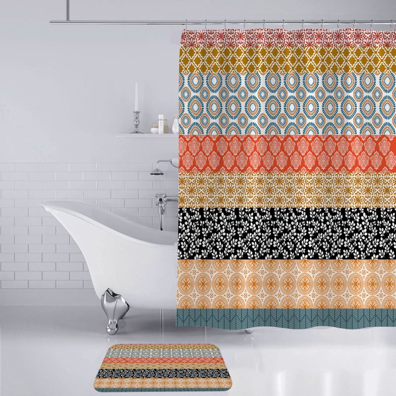 Badeværelse dekoration luksus 3d digitalt trykt boheme badeforhæng vandtæt polyester 71 " x 71 " firedelte badeværelse