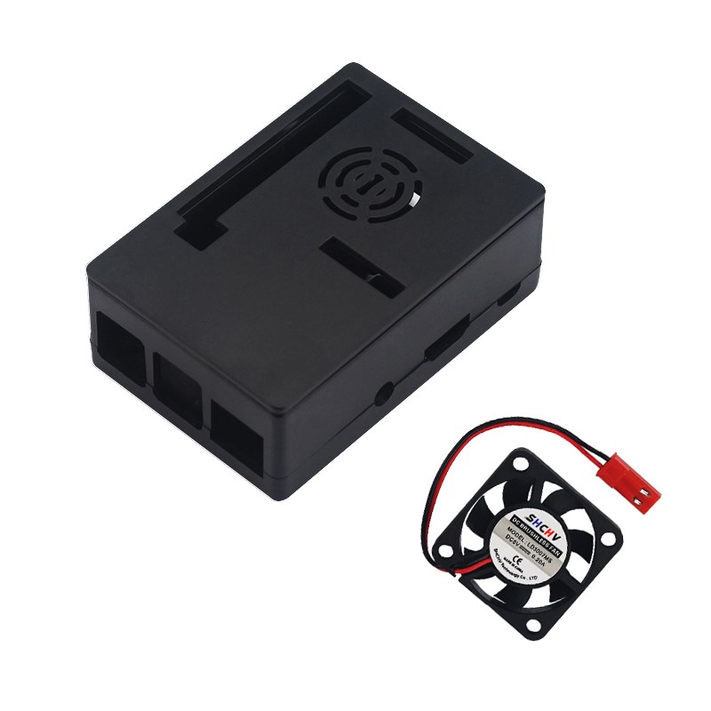 Boîtier en plastique ABS pour Raspberry Pi 3 B +, ventilateur de refroidissement 5V, écran tactile 3.5 pouces: Bleu