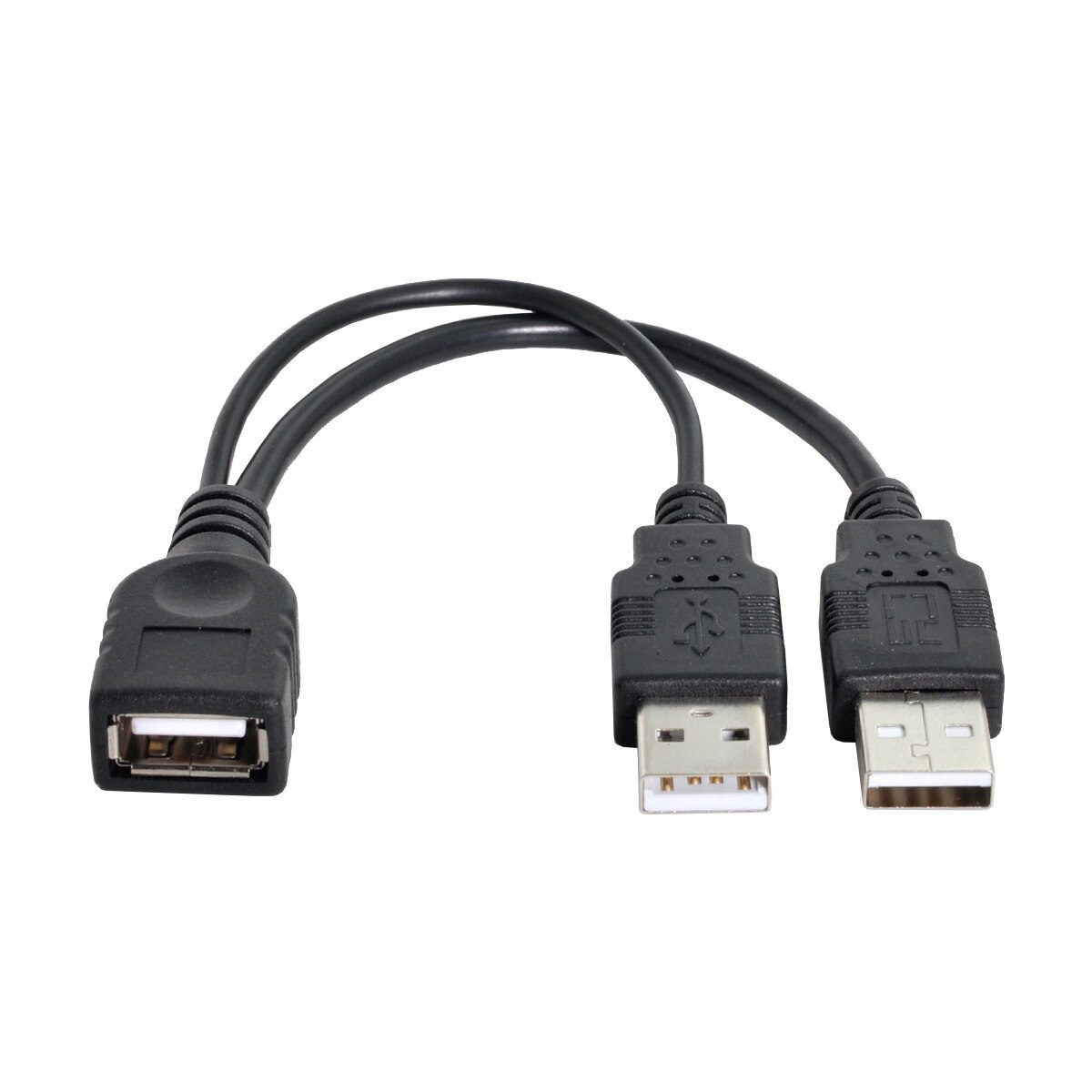Cablecc BK USB 2.0 Female A to Dual A Male Extra Power Data Y Cable for 2.5" Hard Disk