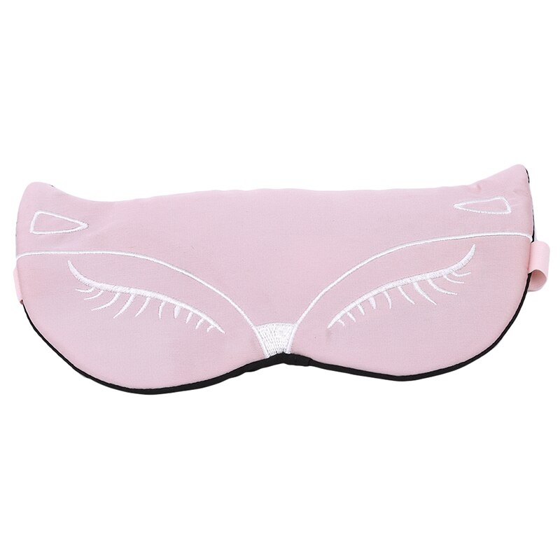 Naturligt siden sömn andningsbar ögonmask räv ögonskugga sömn flerfärgad mask bandage ögon sovmask ögonlapp: Rosa