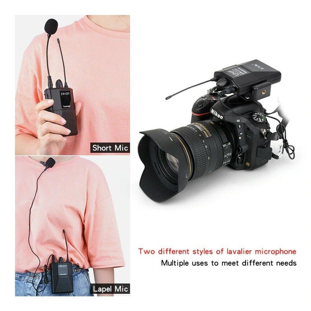 Uhf Dual Channel Draadloze Lavalier Microfoon Revers Microfoon Voor Slr Camera 60M Bereik Voor Dslr Camera Interview Live Opname
