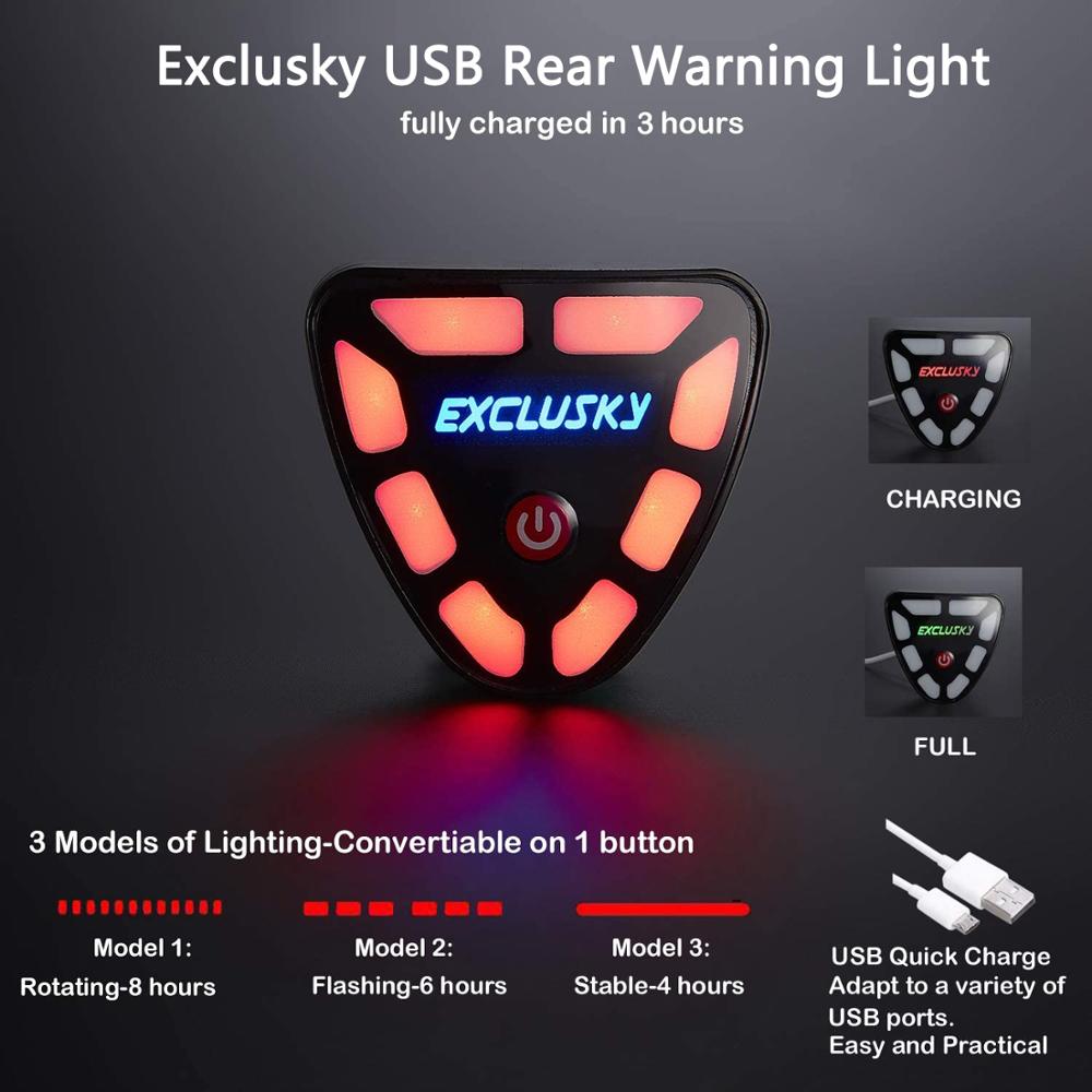 EXCLUSKY-casco de luz LED para bicicleta de montaña para adulto, con carga USB, M/L, 56-61CM