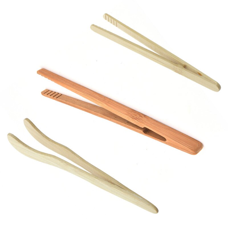 3 tailles en bois thé pince Bacon pince à thé pinces bambou cuisine salade alimentaire Toast