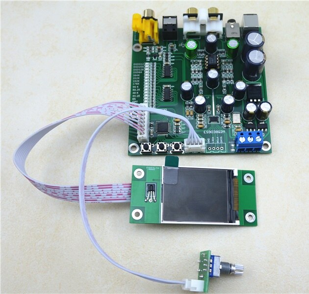 ES9038 Q2M DAC decoder board IIS DSD fiber coaxiale ingang 384 k dop128: Main and display