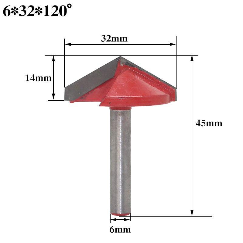 1pc 60/90/120/150 Degree Wood Router Bits with 6mm shank Wood Trimmer 3D MDF Router Bit Milling Cutter Carving Wood Knife: 8