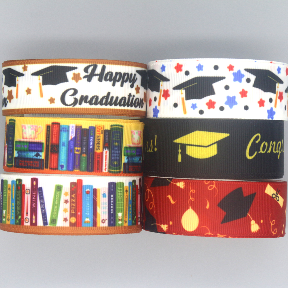 Duword 50iarde libro di laurea scuola stampata nastro Grosgrain accessori materiale copricapo decorazione fai da te cucito artigianale D2264