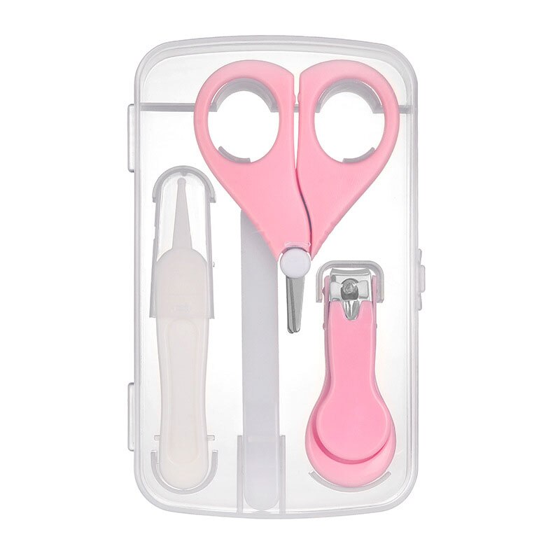 Baby Healthcare Kit Nail Care Set Portable Infant Finger Trimmer Cutter Scissors Clipper Storage Box Daily Cleaning Care Tools: pink