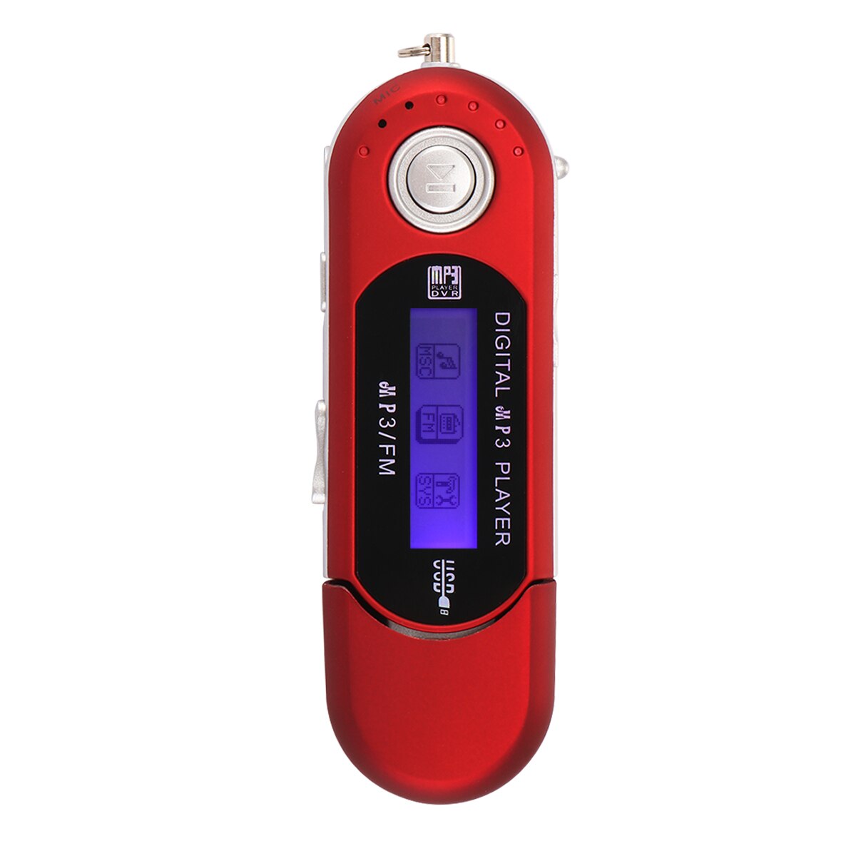 Mini Portable USB Digital MP3 Player FM Radio hear music Sleek And MP3 Player Support 32GB TF Card card & FM Radio: Red
