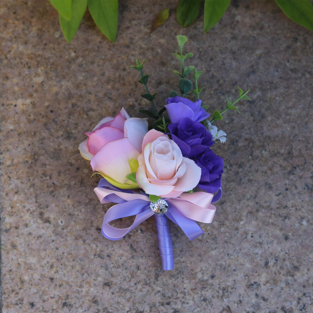 Kyunovia bryllup brudgomme knaphul revers nål blomst boutonniere brud armbånd prom tilbehør tilbehør fest håndled corsage  fe67