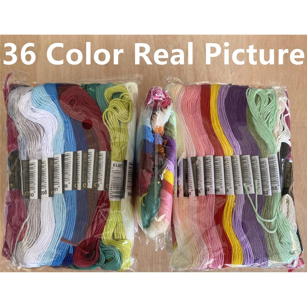 Embroidery Thread 447 Colors Embroidery Floss Cross Stitch Kit Premium Rainbow Embroidery DIY Threads Crafts Cotton Sewing Skein: 36 Color No Repeat