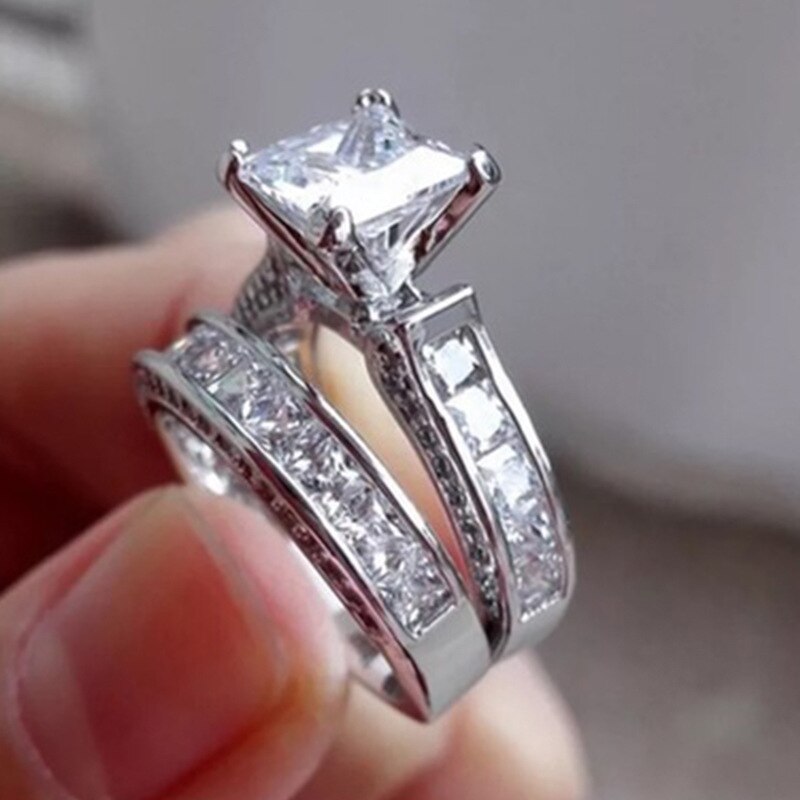 Milangirl, estilo, amuleto, anillos de pareja, corte princesa, CZ, promesa de aniversario, boda, juegos de anillos de compromiso