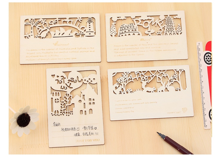 Wooden Handmade Kirigami & Origami 3D Greeting Cards For Birthday Postcards Paper -46