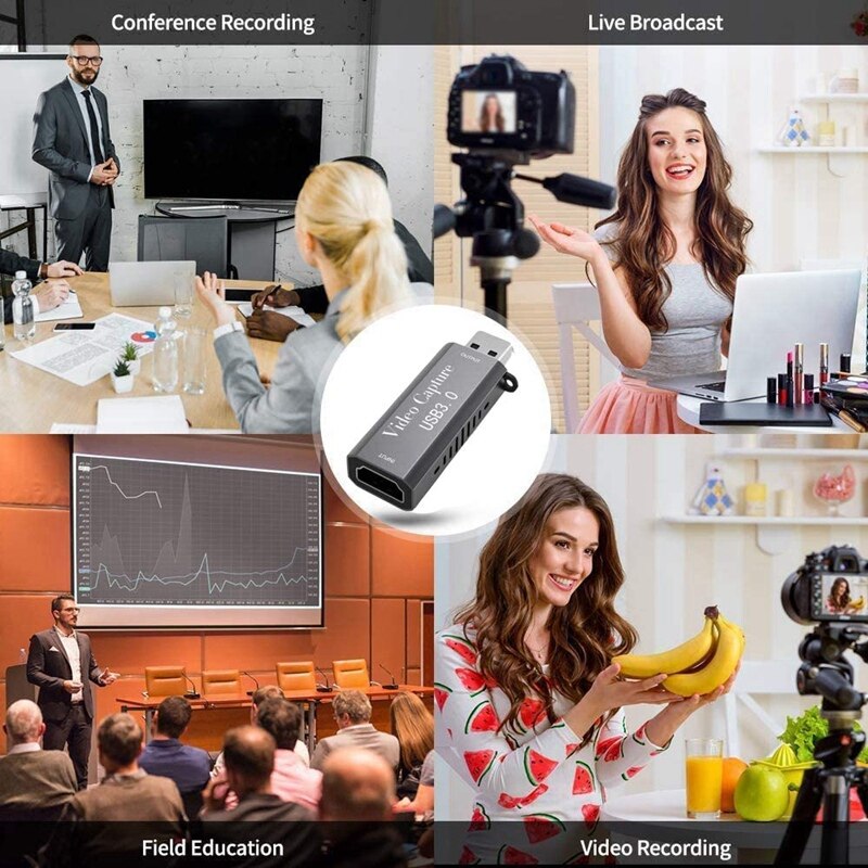 Video Capture Card, HDMI-Compatible Video Capture Card, 4K HDMI-Compatible to USB 3.0 Game Capture Device