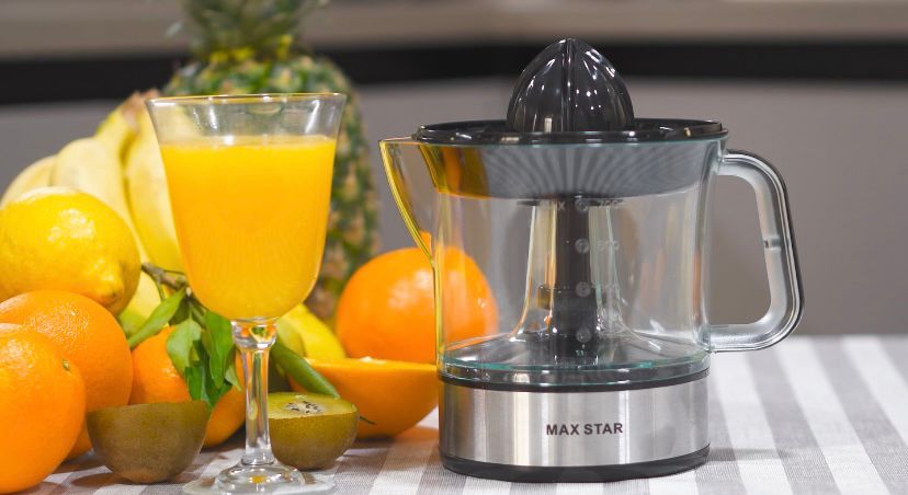 Max Star Exprimidor Eléctrico de Zumos MS-6220 Potencia 40W 0.7L Extractor de Naranja, Limon y Fruta Exprimidor de Naranja Automatico Capacidad Totalmente Desmontable Potente y Resistente Electrodomésticos de Cocina