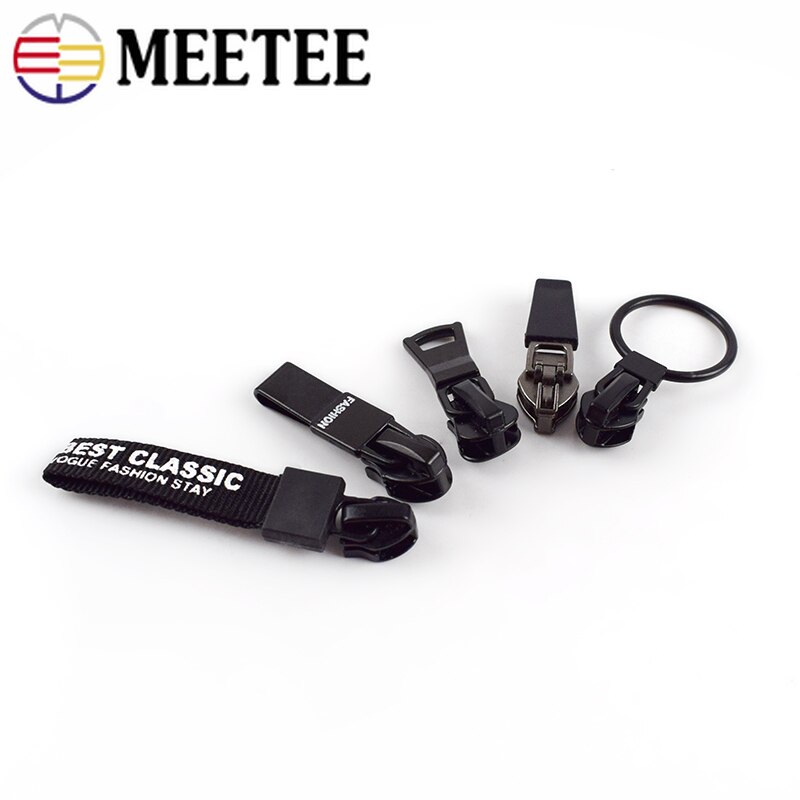 Meetee 10pcs 5# Anti-loading Zipper Sliders for Waterproof Reverse Installation for Invisible Bag Jacket Nylon Coil Zip Puller