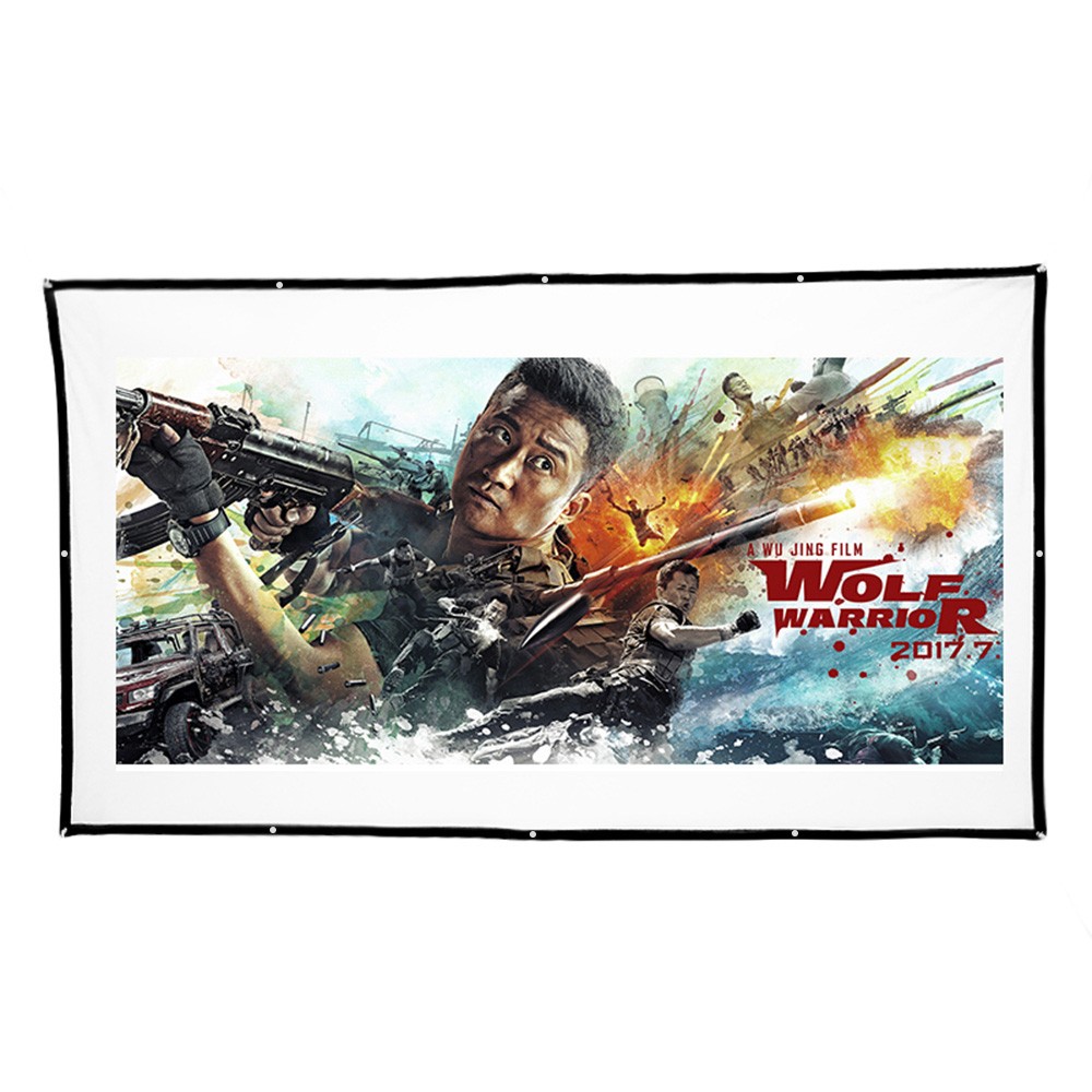 16:9 150" Projector Canvas Screen Home Movie Manual Pull Down Wall Mounted Projector Screen Outdoor Movie Screen