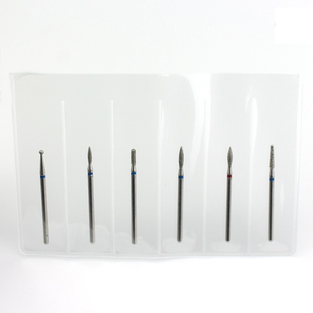 ERUIKA 6pcs Rotary Diamond Nail Drill Milling Cutter Bits Cutter Clean Burr for Electric Manicure Machine Nail Art Accessory