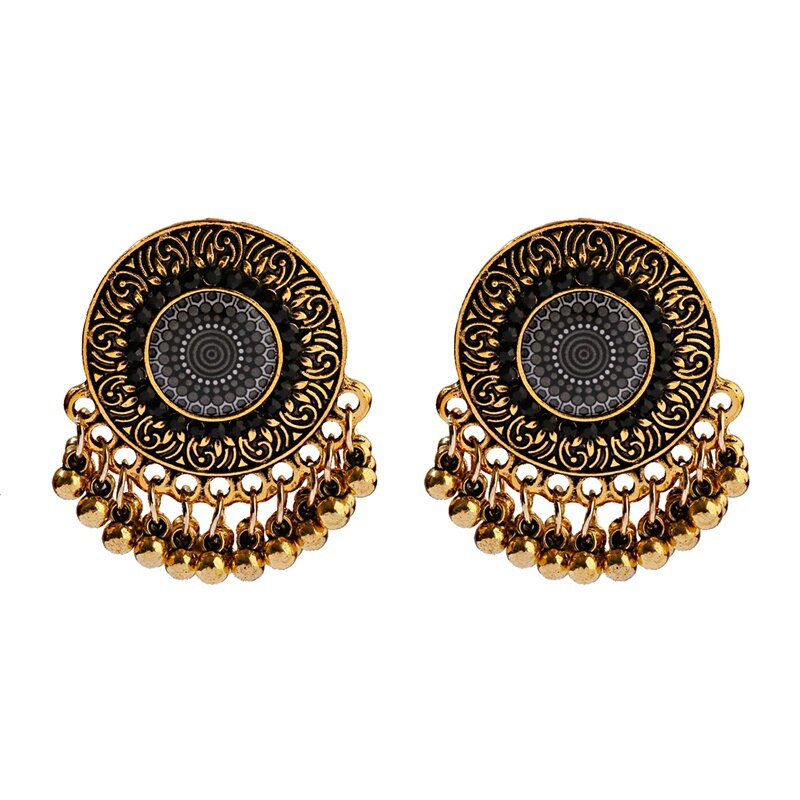 Vintage stop złota malowanie wisiorek kolczyki dla kobiet Orecchini Retro etniczne turecki cygański indyjski Tassel Tribal biżuteria: Style 1