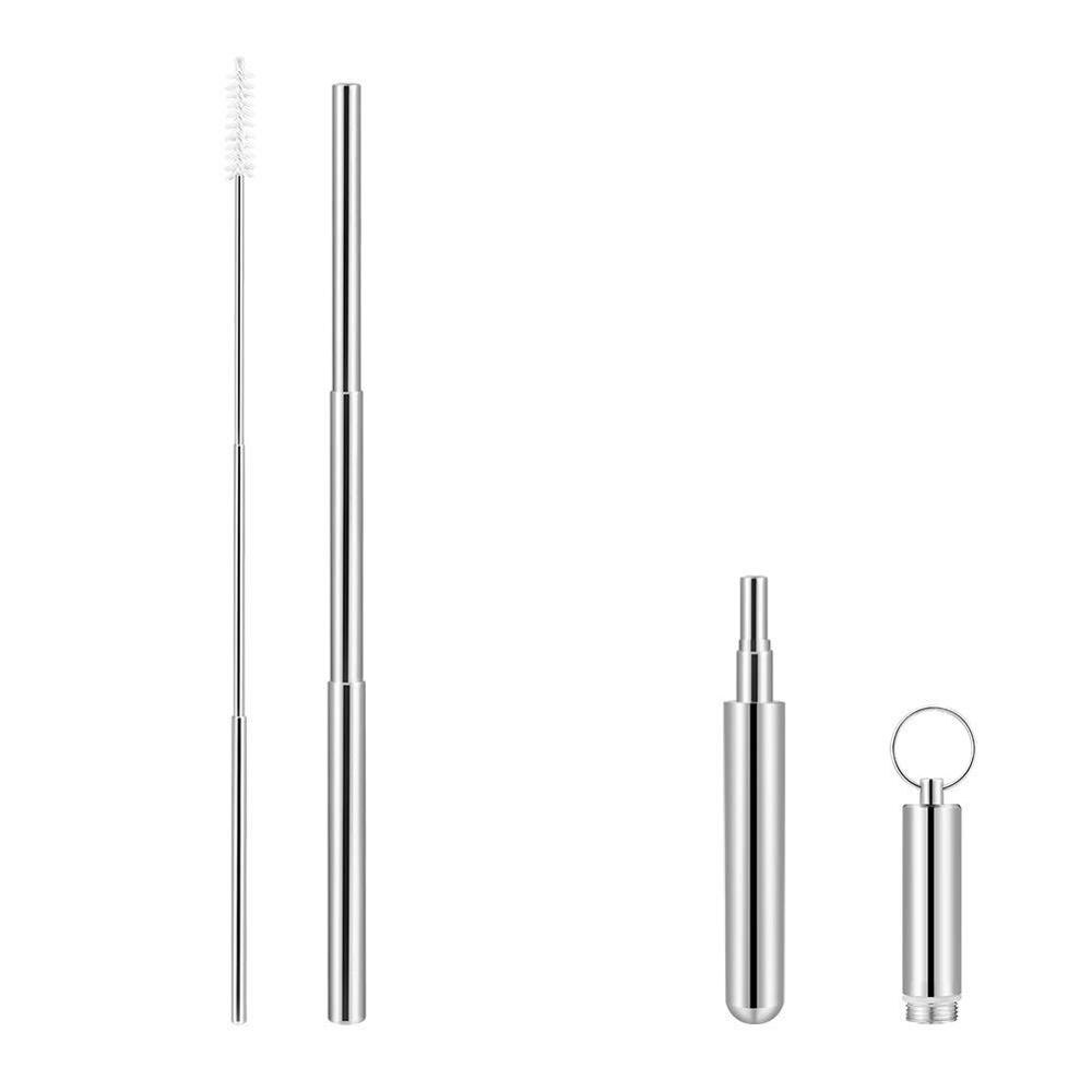 Pajilla de Metal plegable portátil, plegable, reutilizable, Pajita para beber, pajitas de acero inoxidable, accesorios para Bar: Silver