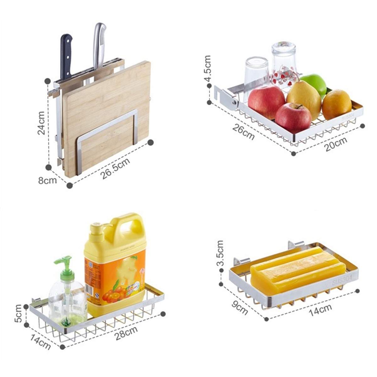 Stainless Steel Kitchen Shelf Storage Holders Bowl Dish Rack Organizer Utensils Storage Supplies Drying Bowl Sink Rack