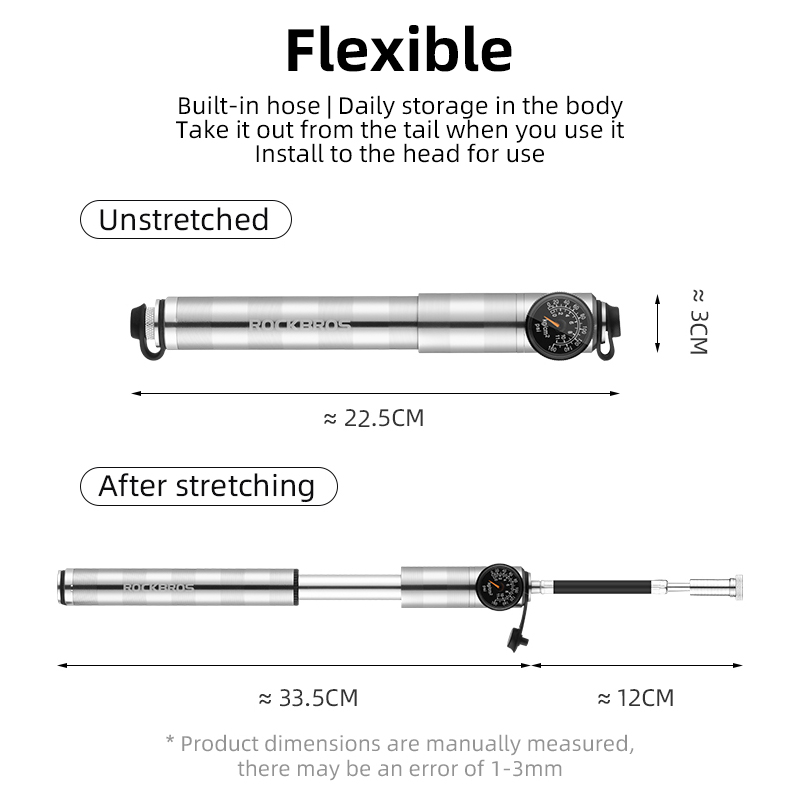 Rockbros 160 Psi Hoge Druk Fietspomp Cnc Aluminium Stofdicht Barometer Av/Fv Draagbare Inflator Fiets Accessoires
