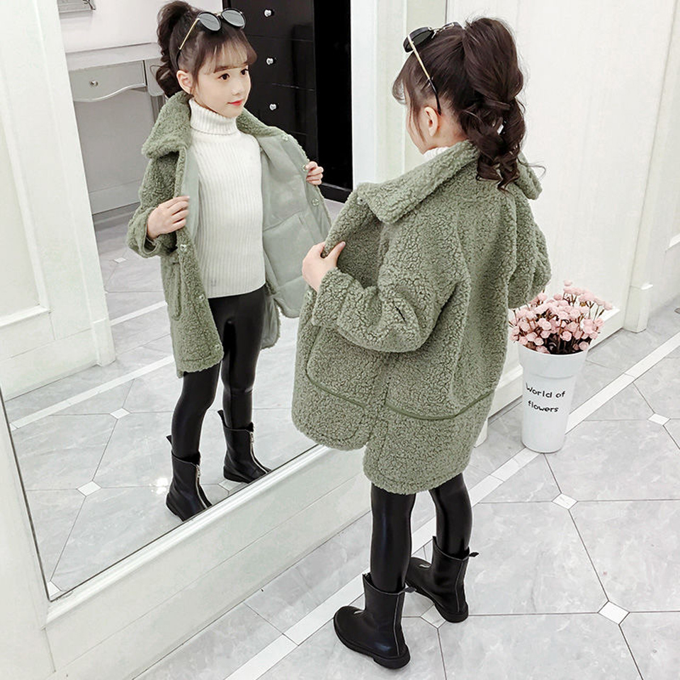 Herfst Winter Meisjes Rood Groen Tweed Jas Mode Retro Britse Stijl Zoete Baby Meisjes Lange Mouwen Revers Jas Meisje Wol lange Jas