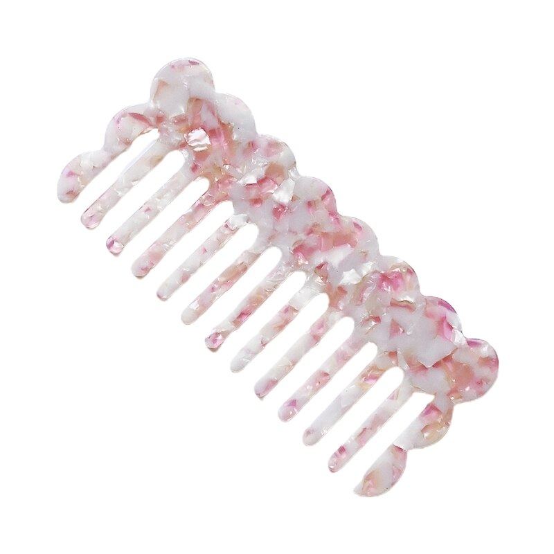 Cellulose Acetate Wide Tooth Pocket Hair Comb Colorful Marble Stone Leopard Print Wavy Trim Detangling Hairbush Hairdressing Too