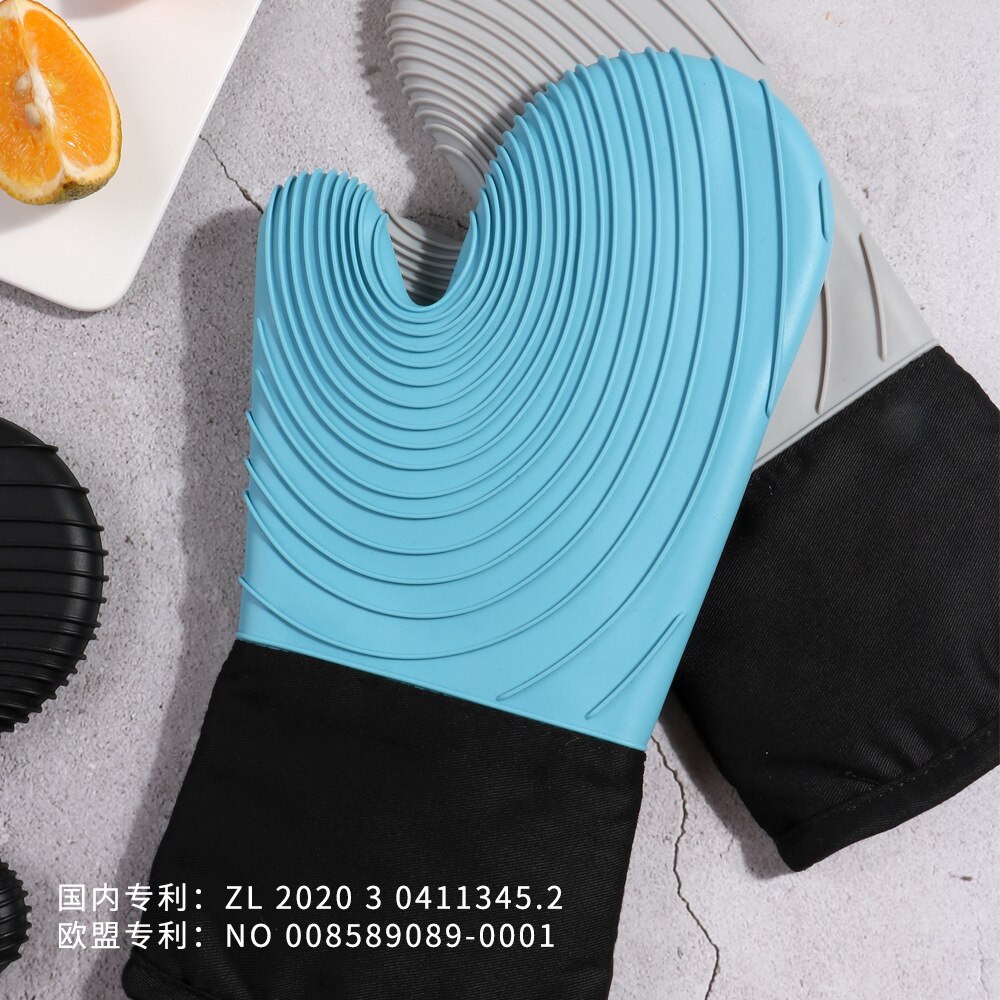 Insulation Gloves, Microwave Oven Silicone Kitchen Anti-scalding Gloves, Thick Cotton Non-slip Waterproof Oven Gloves