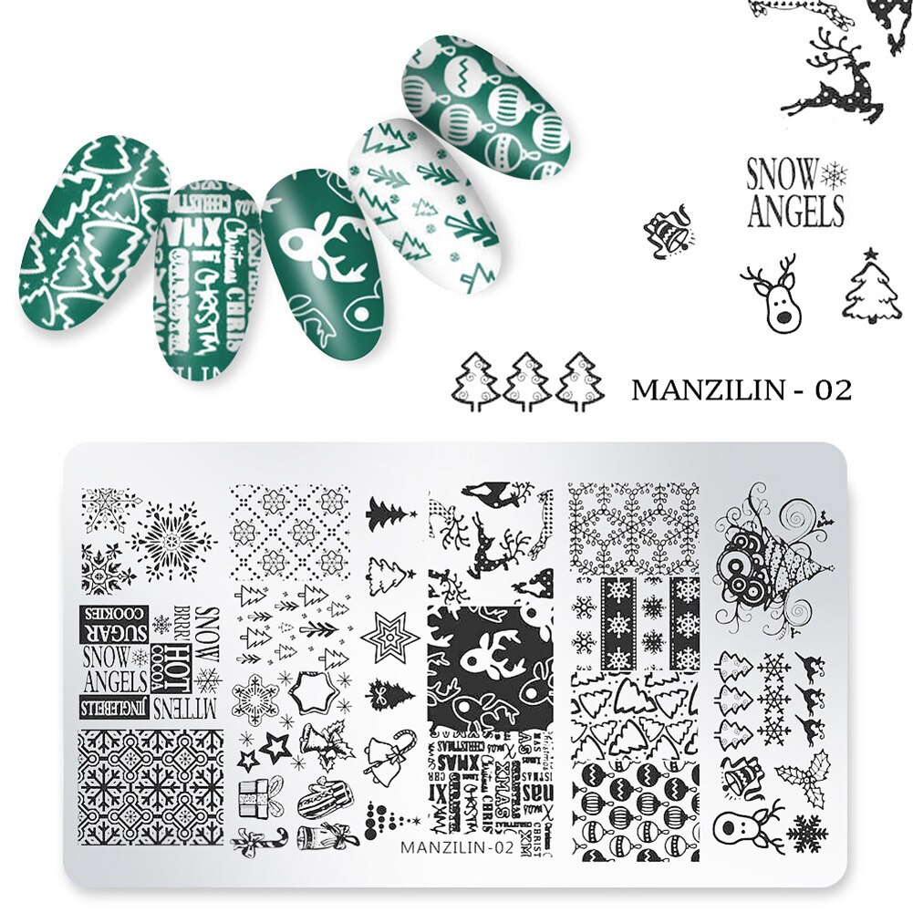 Nail Art Navidad copo de nieve Santa estampado de muñeco de nieve imagen estampado plantilla placa