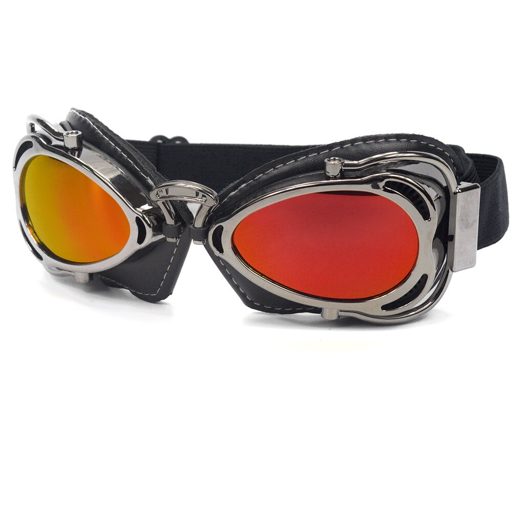 Gafas de motociclista para hombre, lentes de protección para casco de motocicleta, 6 colores, Retro, Vintage, para Harley, Bobber, Chopper: Red