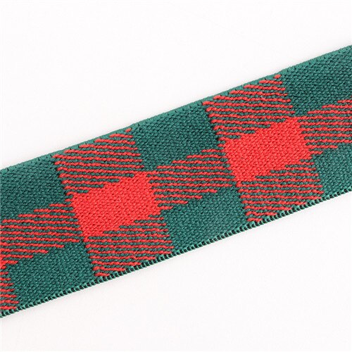 25mm elastische band rooster print patroon rubber band kleding tassen huishoudtextiel naai accessoires doe-het-zelf 1 meter: Groen rood