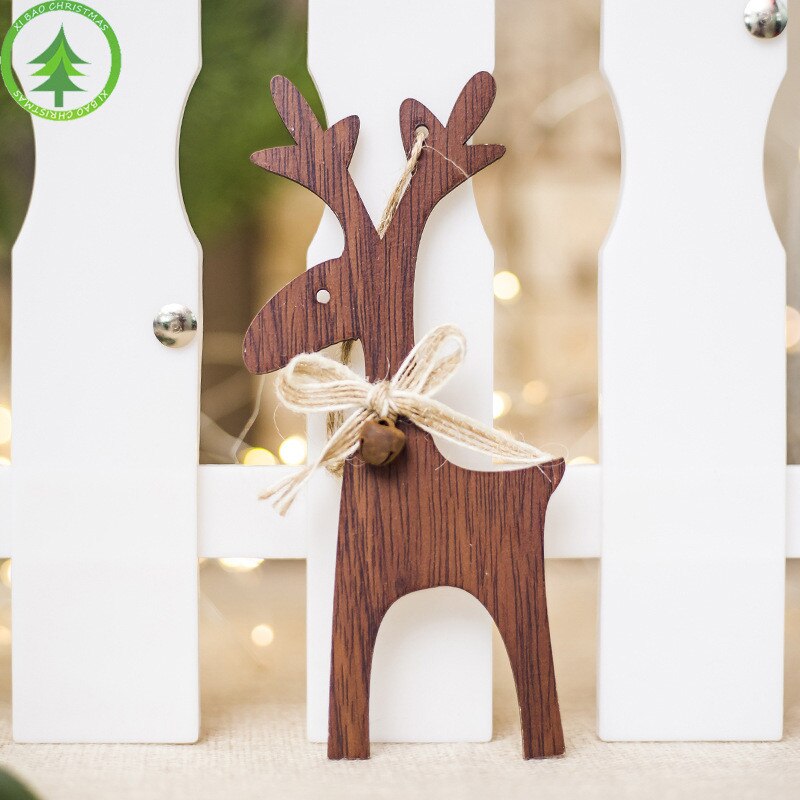 2 soorten Kerstboom boog Houten Herten Hangers ambachten DIY leuke Kid Voor home Party Decoratie ornamenten supplies: Brown1