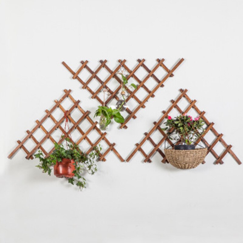 Folding Wooden Trellis Anti-Corrosion Triple-cornered Expandable Plant Climbing Lattice Trellis Decorative Garden Fence