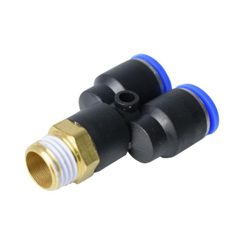 Y type tee luft pneumatiske fittings lynkobling  px4 6 8 10 12mm til hangevind  m5 " 1/8 " 1/4 " 3/8 " 1/2 " bsp kobling