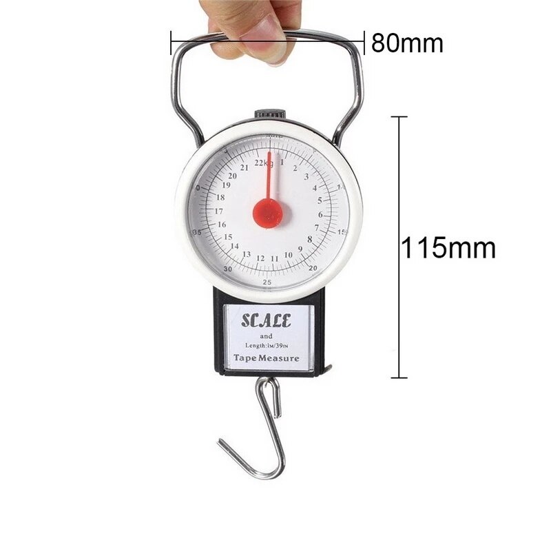 22kg Portable Mini Dial Luggage Scale Multi-Function Hanging Scale Measure Balance Kitchen Hook Scale