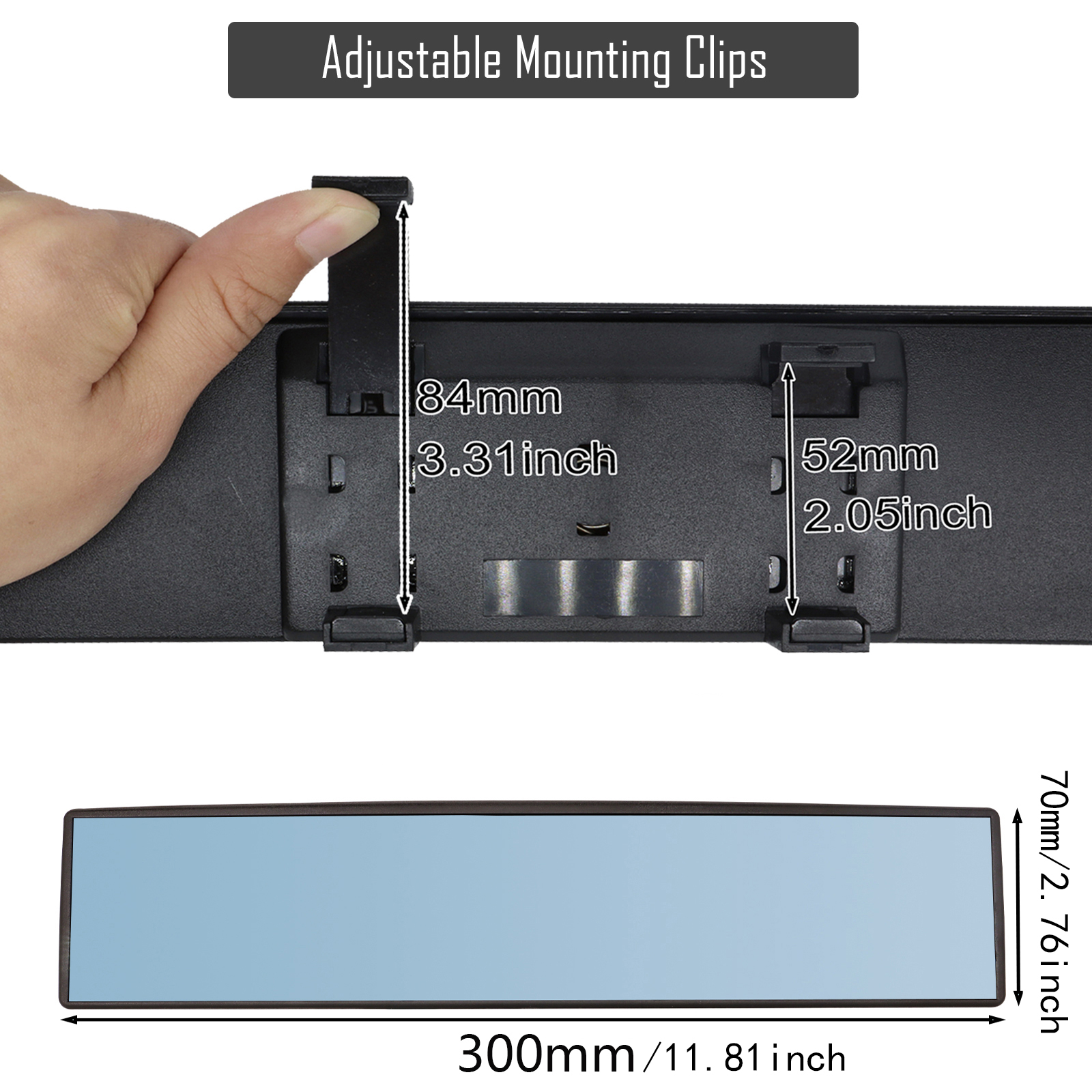 HD Car Rear View Mirror Wide-angle Panoramic Rearview Mirror Auto Reverse Back Parking Reference Rear Mirrors 30/27cm Universal