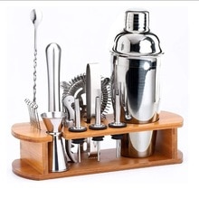 Premium Cocktail Shaker Bartender Kit With Natural Bamboo Stand Cocktail Shaker Set With Highest Bar Tools: 550ml